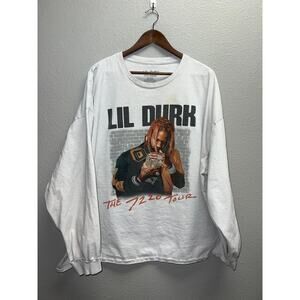 Lil Durk The 7220 Tour Long Sleeve Shirt Gray Stained Yellowed Tee 3XL STAIN